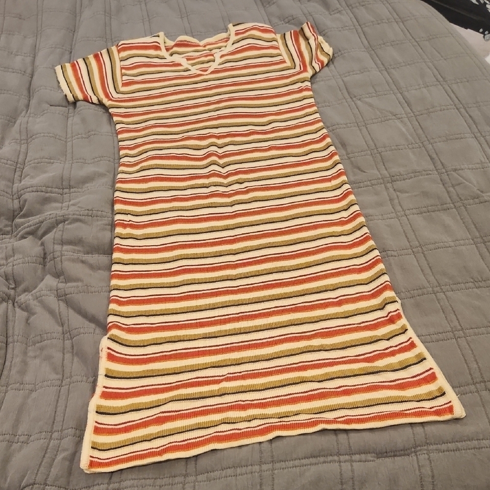 Striped Sweater Midi Dress - Multicolor Size S!